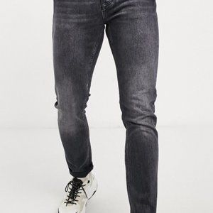 River Island tapered jeans in washed black